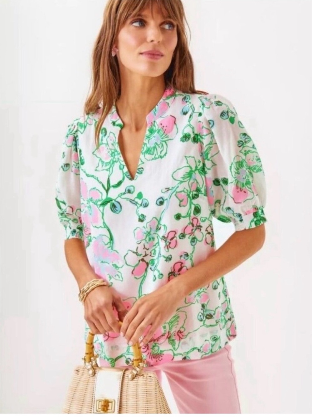 Lilly Pulitzer Brinelle Blouse Multi Oversized Orchids on the Avenue